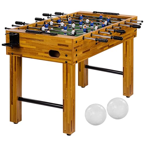 GAMES PLANET Tischfussball „Glasgow“, 5 Dekore: Holz/Schwarz/Blau/Soccer/Weiß, inkl. 2 Bälle, 2 Getränkehalter, höhenverstellbare Füße, hochgezogene Spielfeldecken, Tischkicker, Kicker, Kickertisch