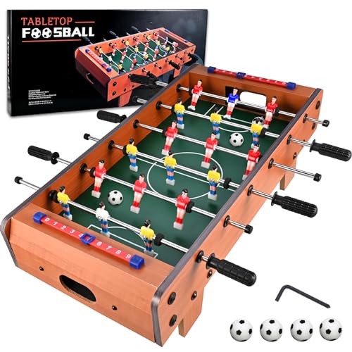 Tigvio Mini Tischkicker, Kickertisch (Aktualisierung), Tischfussball mit 6 Stangen und 4 Kickerbälle, Tischkicker Kinder, 50.5 x 24.5 x 15 cm Mini Tischfussball Kinder, Kicker Einfach zu Montieren